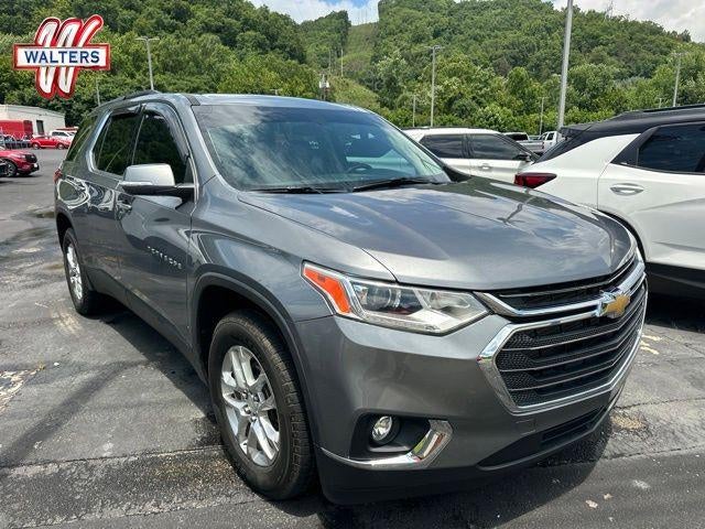 2021 Chevrolet Traverse AWD 1LT in Satin Steel Metallic — front three-quarter view