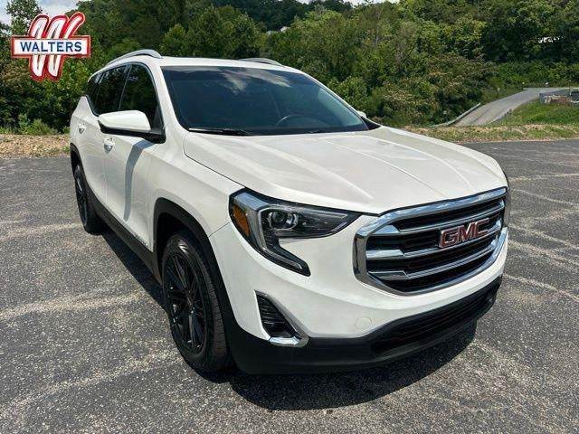 2021 GMC Terrain AWD SLT in White Frost Tricoat — front three-quarter view