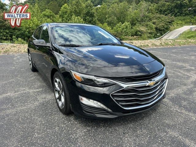 2021 Chevrolet Malibu LT in Mosaic Black Metallic — front three-quarter view
