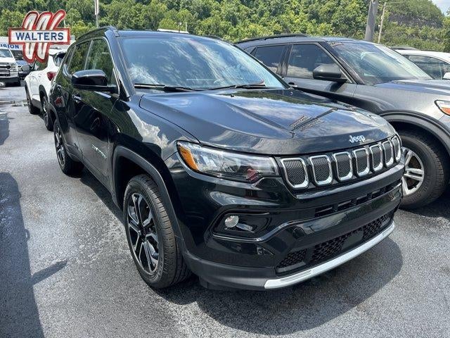 2022 Jeep Compass Limited 4x4 in Diamond Black Crystal Pearlcoat — front three-quarter view