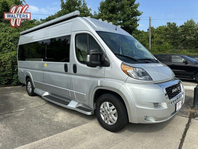 2021 RAM ProMaster Cargo Van 3500 High Roof 159" WB EXT in Bright Silver Metallic Clearcoat — front three-quarter view