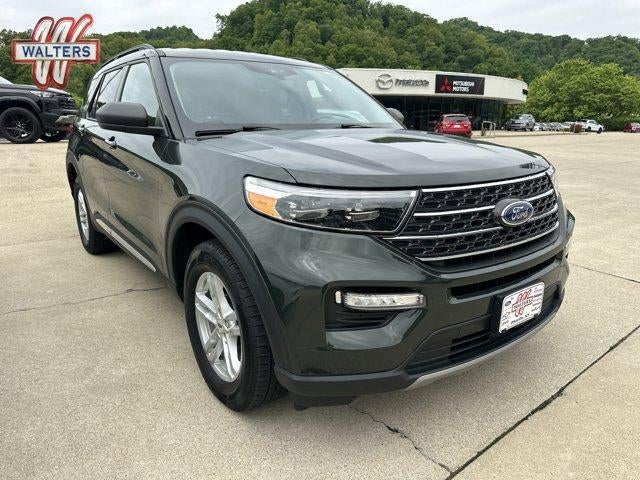 2022 Ford Explorer XLT 4WD in Forged Green Metallic — front three-quarter view